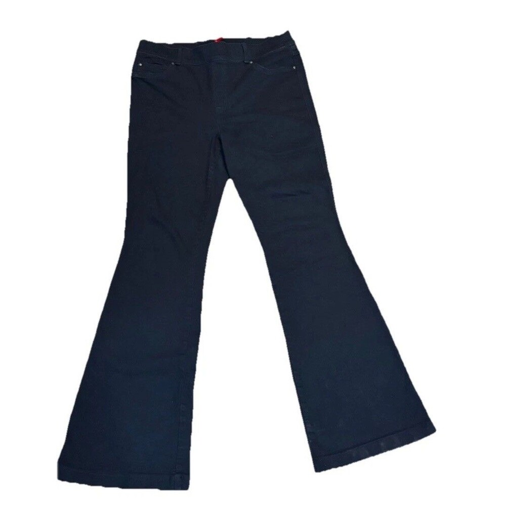 Spanx EveryWear Flare Jeans Womens High Rise Pull On Long 70s Clean Black Sz XL